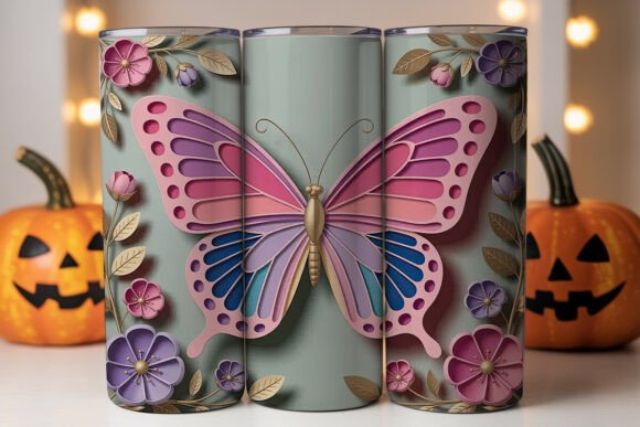 3D Butterfly Floral 20oz Tumbler Wrap Graphics Review