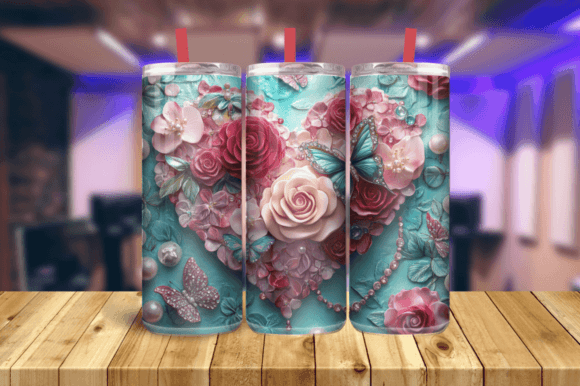 3D Butterfly Spring Garden 20oz Tumbler Graphics Freebies