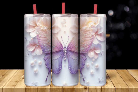 3d Butterfly Tumbler Wrap 20 Oz Skinny Graphics