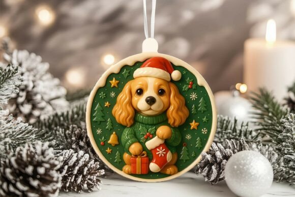 3D Cocker Spaniel Dog Xmas Ornament