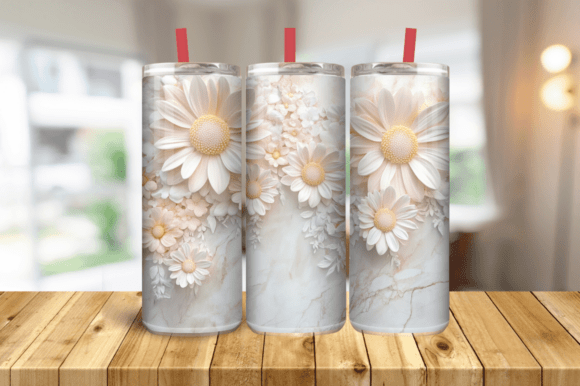 3D Daisy Floral Tumbler Wrap PNG,Flower