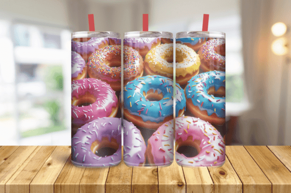 3D Donuts 20 Oz Skinny Tumbler Wrap Graphics and Tumbler Wraps