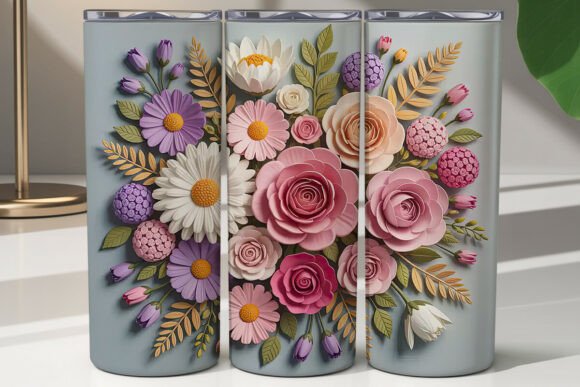 3D Floral Bouquet 20oz Tumbler Wrap