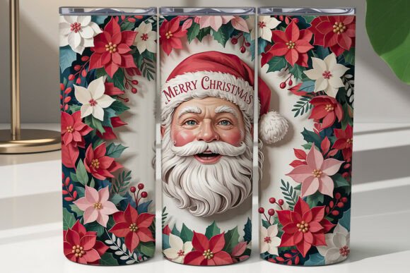 3D Floral Santa 20oz Tumbler Wrap: Graphics Review