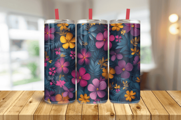 3D Floral Tumbler Wrap, 20oz Skinny