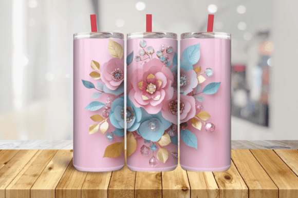 3D Made of Pink and Blue Flowers 20 0z T Graphics