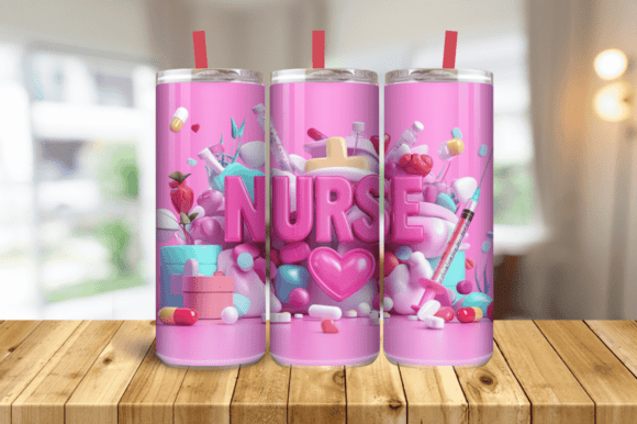 3D Nurse 20oz Tumbler Wrap PNG Graphics for Modern Blogging