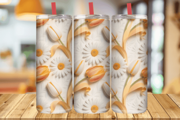 3D Orange Tulips Flowers 20oz Skinny