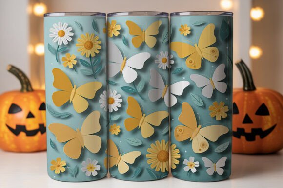 3D Paper Butterfly Tumbler Wrap: Graphics for Tumbler Wraps