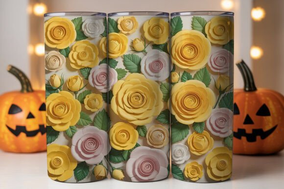 3D Paper Roses 20oz Tumbler Wrap Graphics and Tumbler Wraps