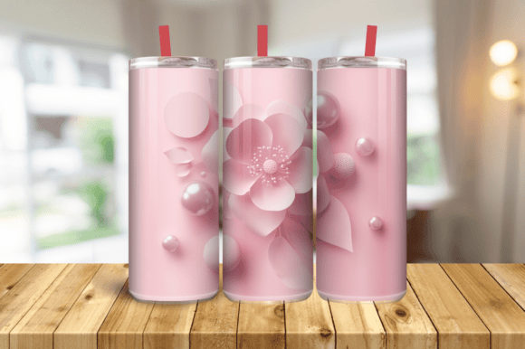 3D Pink Pearls 20oz Sublimation Skinny T Graphics and Tumbler Wraps