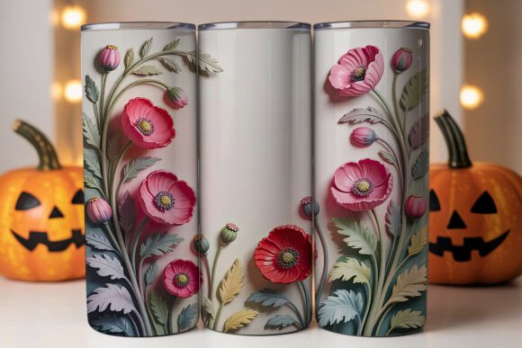 3D Pink Poppy Floral Tumbler Wrap Graphics and Tumbler Wraps Review