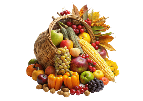 3D PNG Horn of Plenty Filled with Fruit Graphics and Freebies