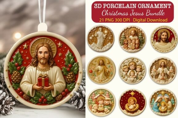 3D Porcelain Effect Xmas Jesus Ornaments Bundle Review