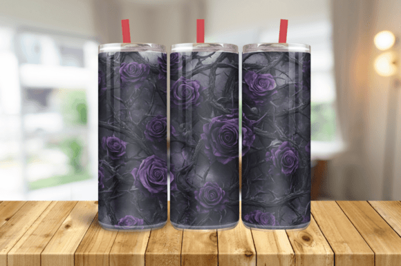 3D Purple Blue Black Roses Floral Wrap Graphics