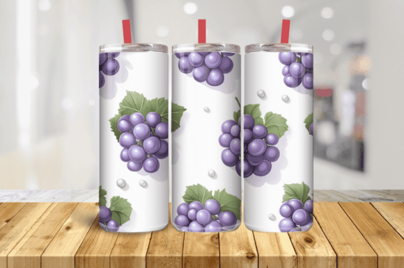 3D Purple Grapes Sublimation Tumbler Graphics and Tumbler Wraps
