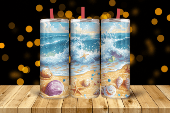 3D Seashells Beach Tumbler Wrap PNG Graphics Review