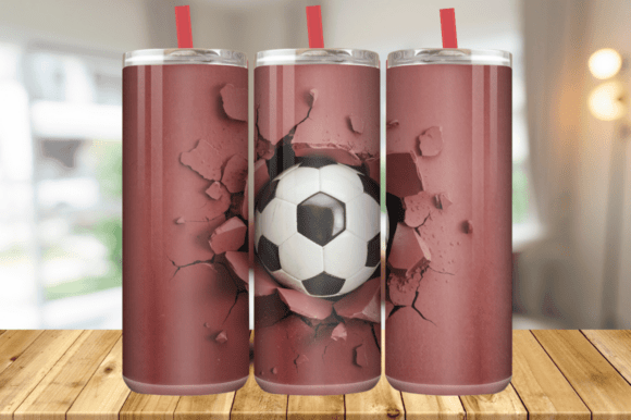 3D Soccer Ball Hole in a Wall Tumbler Graphics Freebies
