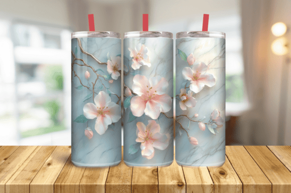 3D Spring Floral 20 Oz Skinny Tumbler Graphics for Tumbler Wraps