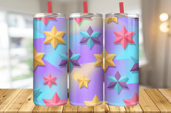 3D Sweet Multicolor Stars Tumbler Wrap Graphics Review