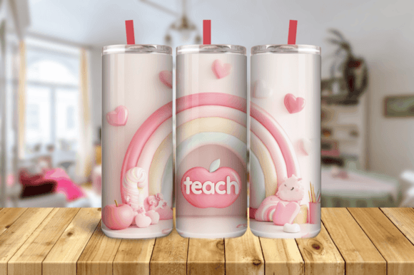 Pink 3D Inflated Teacher Tumbler, Teach Graphics and Tumbler Wraps Review